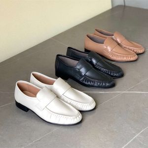 The White Row Super Soft Eel Skin Wzorka Lefu Buty dla kobiet 2024 NOWOŚĆ PRAWDZIWE skórzane francuskie dojazdy do pracy proste pojedyncze buty dla kobiet