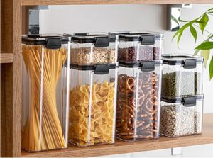 Storage Bottles Household Square Transparent Sealed Jar Crisper Kitchen Grain StorageJar Snack Dry Fruit 1PC