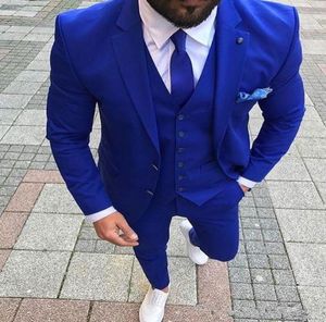 Royal Blue Wedding Mens Suits passen Slim Fit Bräutigam Smokedos Schal -Revers 3 -teiliger Jacke Hose Männliche Blazer Jackelpantsvestie2345322
