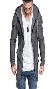 Men039s Long Cardigan Hooded Zipper Slim Fit Open Front Longline Cardigans Pockets Men Seater Jacket7212165