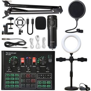 Microphones New V9xPro BM800 Sound Card Studio Music Set Mixer Noises Reduction Portable Microphone Voice Live Broadcast for Phone PC Record
