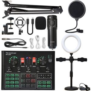 Microfoni Nuovi V9xPro BM800 Scheda audio Studio Music Set Mis Mixer Rumore Rumore Portable Microfono Voice Live Broadcast per PC PC Record