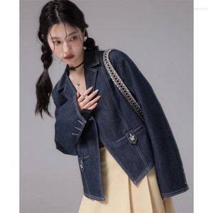 Jackets femininos 2024 Spring Women Line Qingshan Blue Jacket