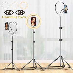 Monopods 10" Led Selfie Ring Light Circle Fill Light Dimmable Round Lamp Tripod Trepied Makeup Photography Ringlight Phone Stand Holder