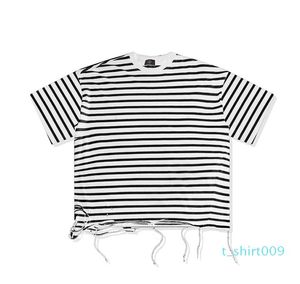 High Street T -Shirt Männer Wome Casual Cotton Bstripe T -Shirt Ripped Tee T -Shirts Top Tees T091008057