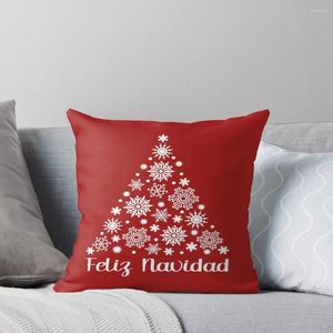 Pillow Feliz Navidad Holiday Phrase With Snowflake Christmas Tree Pijamas Navide? Uma capa de almofada familiar