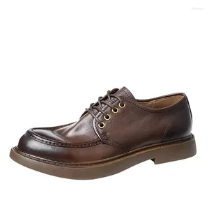 Casual Shoes Cowhide Spring Autumn Summer Men Leather Original High Quality Genuine Lace-Up Dress