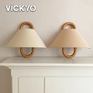 Wall Lamp VICKYO LED Interior Light Fixtures Solid Wood Lamps Vintage Creative Home Decor For Kids Room Living Bedroom