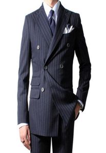 Black Plaid Business Party Men Suits 2018 Peaked Revers Double Breasted Wedding Bream Tuxedos Custom Made Jacke Pants6388124