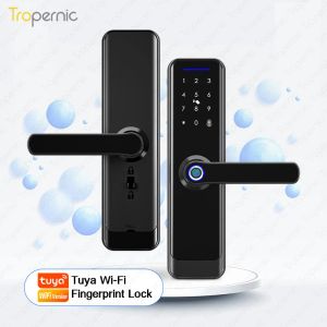 Zamknij Tuya Wifi Pro Smart Lock Cerradura Inteligente Puerta Casa RFID Waterproof Biometria Blops Drzwi odcisku palców