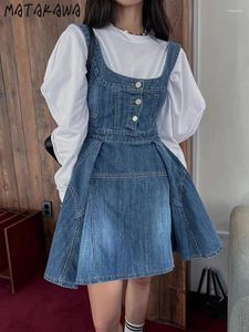 Abiti casual Matakawa Denim di moda coreana per donne a-line Solid Spring Summer Vestidos Retro Mujer Elegante Mini vestito