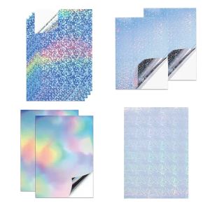 Papper 20 Sheets/Pack A4 Laser Holographic Paper Sticker Vinyl Inkjet Selfadhesive Paper Printing Paper Diy Scrapbook Supplies