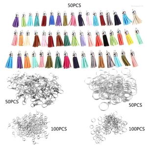 Keychains 350 Pcs/Set For Key Chain Rings DIY Crafts Jewelry Earrings Making Accessories Keychain Tassel Pendants F0S4