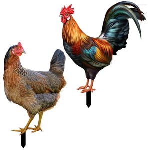 Garden Decorations 2 Pcs Decorative Inserts Lawn Chicken Yards Acrylic Stake Card Courtyard Sign Outdoor