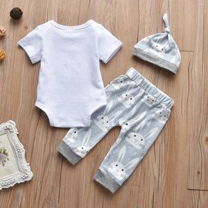 Abbigliamento set i miei primi abiti pasquale 3pcs per bambini ragazze a maniche corte lunghe pannelli per paglia