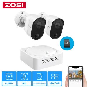 SISTEMA ZOSI 8CH SECIFICAZIONE Sistema Sistema H.265+ 1080p Mini videosorveglianza PIR DVR 2XHD 2.0MP KIT CATTURA CCTV esterna TF Slot