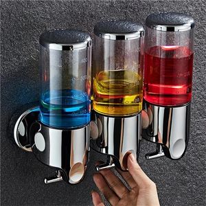 Dispenser di sapone liquido senza punzonatura Porta igienicole a parete montata a parete Accessori per la doccia shampoo