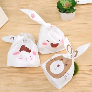 Gift Wrap 50pcs/lot Cake Box Cute Plastic Bag Ear Biscuit Candy Bags Wedding Party Favors Cookie Snack Baking Packaging