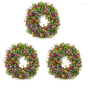 Decorative Flowers Green Leaves With Color Flower Eucalyptus Wreath For Festival Celebration