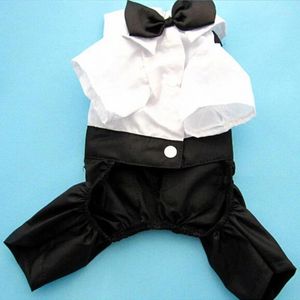 Hundkläder Bow Tie Suit Wedding Po Fake Two-Piece Shirt Teddy Puppy Clothes Cloth Stylish Pet Clothing T