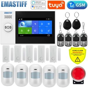 Sats W4B PG109 Smart Tuya Alarm System 4,3 tum Skärm WiFi GSM Burglar Home Security med temperatur- och fuktighetsfunktion