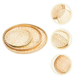 Dinnerware Sets Bamboo Sieve Kitchen Accessory Basket Household Bread Tray Multi-function Mesh Strainer