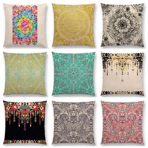 Cuscino boho arte fiori colorati splendidi geometria floreale geometria mandala decorativa cover cover di divano custodia