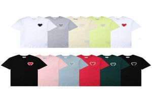 Paris moda masculina camiseta amis bordado cor de coração sólido cor sólido amor big amor redondo pescoço coração tshirt de manga curta para homens 2621807