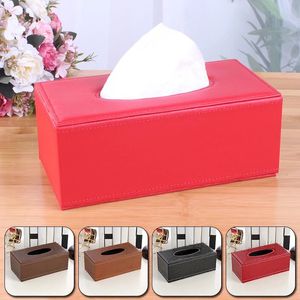 2024 PU Tissue Box Rectangle Paper Handduk Holder Desktop Servettagring Container Kök Vävnadsbricka för hemmakontor