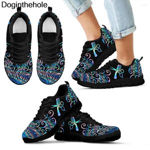 Casual Shoes Doginthehole Ladies Anti-slip Flat Hairstylist Design Running Lace-up Mesh Sneaker Gym Trainer Zapatillas Mujer