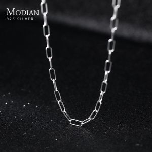 Halsband modian minimalism 100% 925 sterling silver enkel rock utsökta charm halsband för kvinnor flickor nya mode fina smycken gåvor