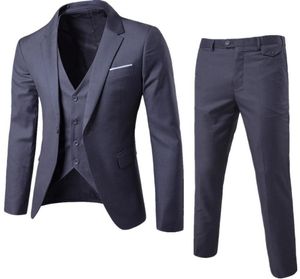 BlazerPantvest 3pcsset Dark Grey Anzüge Slim Hochzeitset klassische Blazer Männliche formale Business -Kleideranzug männlicher Terno Maskulino5516626