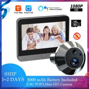 Doorbell Tuya Smart 1080p WiFi Peephole Video Door Camera Security Oneway Audio Night Vision 4.3 'FHD Video Door Camera