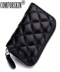 COMFORSKIN New Arrivals Sheepskin Organ Style Credit Card Holders Zipper Card Case Premium Genuine Leather Card Wallet Purses LJ206433134