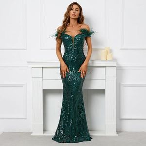 Runway Dresses Delicate Celebrity For Women Sweetheart Neck Sequins klänning off-shoulder Slim fit Party kjol Custom Made Made