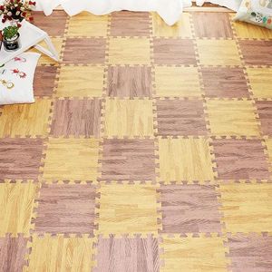 Tappeti imitazione pavimento in legno motivano di schiuma eva puzzle tappetino per bambini camera da letto morbido tappeto per bambini intrecciati che strisciano arredamento a moquette