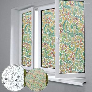 Window Stickers 100x30cm Frosted Film Floral Pattern Adhesive Light Opaque Glass Sticker Waterproof Home Decoration