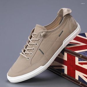 Casual Shoes Simple Fashion Male Retro Style Mens Canvas Leisure Walk Men Footwear Comfortable Lace-up Solid Flats For Man