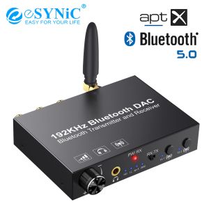 Tillbehör Esynic 192KHz DAC BluetoothCompatible 5.0 Sändarmottagare Trådlös digital till analog ljudkonverterare med aptx låg latens