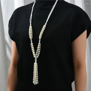Colares pendentes para mulheres de cola de jóias de pérolas simuladas de cristal