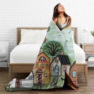 Coperte Karla Gerard Colorful House Flannel Textile Decor Multi-Function Basht Brow per i tiri da letto da viaggio in casa