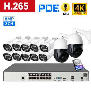 Sistem 16CH POE NVR 4K Güvenlik Kamera Sistemi CCTV Sony 4K 8MP Açık Mekan PTZ 30X Hızlı Kubbe Otomatik Zoom H.265 CCTV Kamera Fişi Oyunu