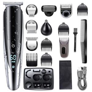 Tudo em um aparador de cabelo para homens kit de barba de barba barbeador de barbeador elétrico aparador de cabelo armário de armadilha lavável 240327