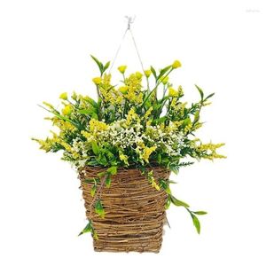 Fiori decorativi cestino floreale giallo artificiale per decors della parete primaverile bellissime porte anteriori matroni feste