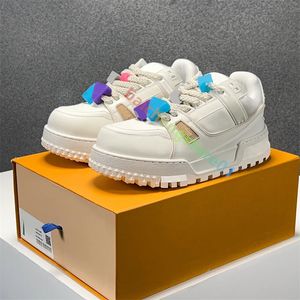 Trener Maxi Sneaker Buty Buty mężczyźni Kobiety wielokolorowe Inkjet Classic Gruby podeszwy podwyższony buty treningowe Wzór jeansowy gumowy płótno skórzany rozmiar US4-12 K4