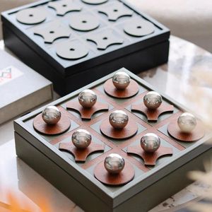 Bottles Luxury Modern Leather Metal Box Orb Chess Board Dining Room Sales Office Desktop Soft Decoration Storage Ornament