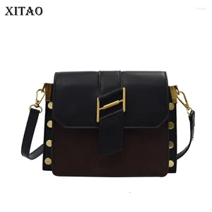 Сумки для плеча Xitao Pure Color PU Trend Metal Bearkets Simple Winter Winter 2024 Messenger Bead Bugle Меньшинство.