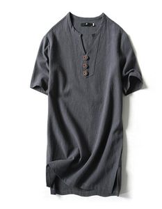 男性Tシャツの夏の男性コットンTシャツカジュアルショートスリーブ中国スタイルヴィンテージvネックティープラスサイズ特大の黒い白いトップ227864573