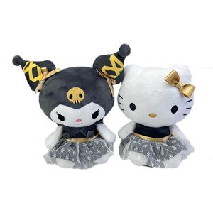 Factory wholesale price 3 styles 21cm gold Kuromi plush toys Mymelody Kitty cat animation film and television peripheral dolls children's gifts