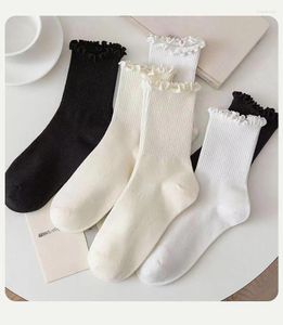 Women Socks 1 Pairs Of Sweet Style Women's And Girls' White Cute Pleated Long